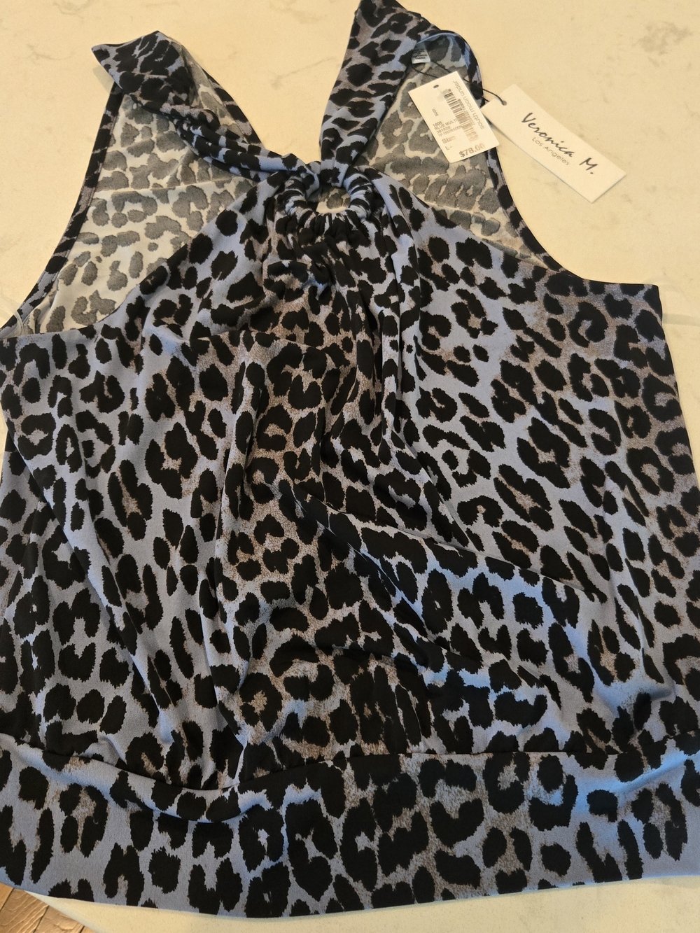 NWT Veronica M. Blue & Black Leopard Halter Tank FROM SOUTH MOON UNDER.
